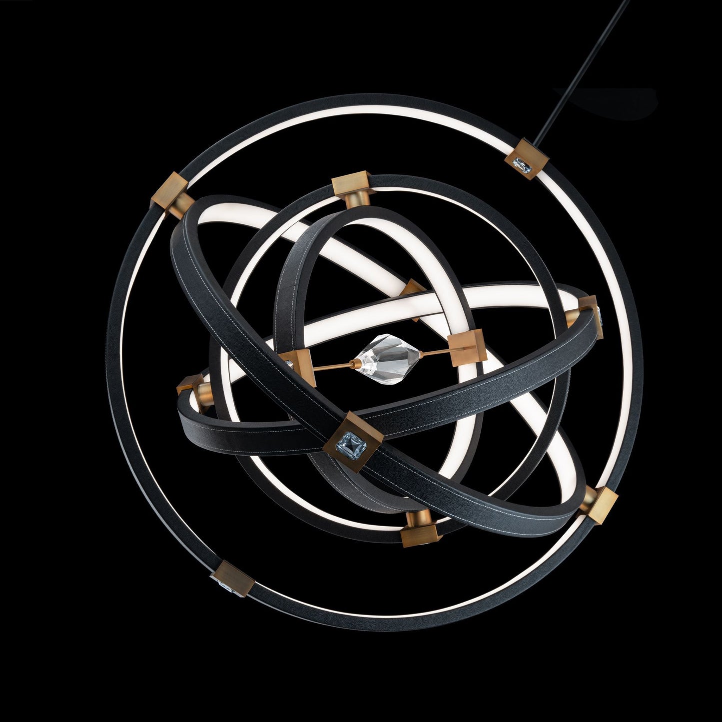 Atomic 36 1/2" Wide Black and Aged Brass LED Pendant Light