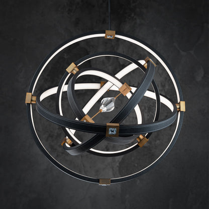 Atomic 36 1/2" Wide Black and Aged Brass LED Pendant Light