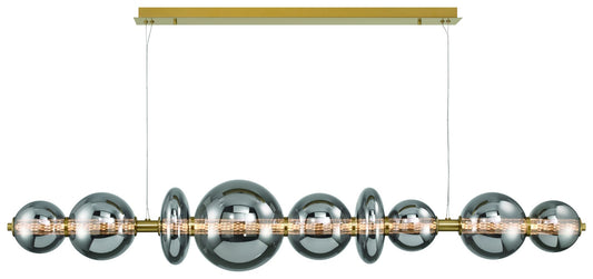 Atomo 74" LED Chandelier  Gold With Smoked Glass