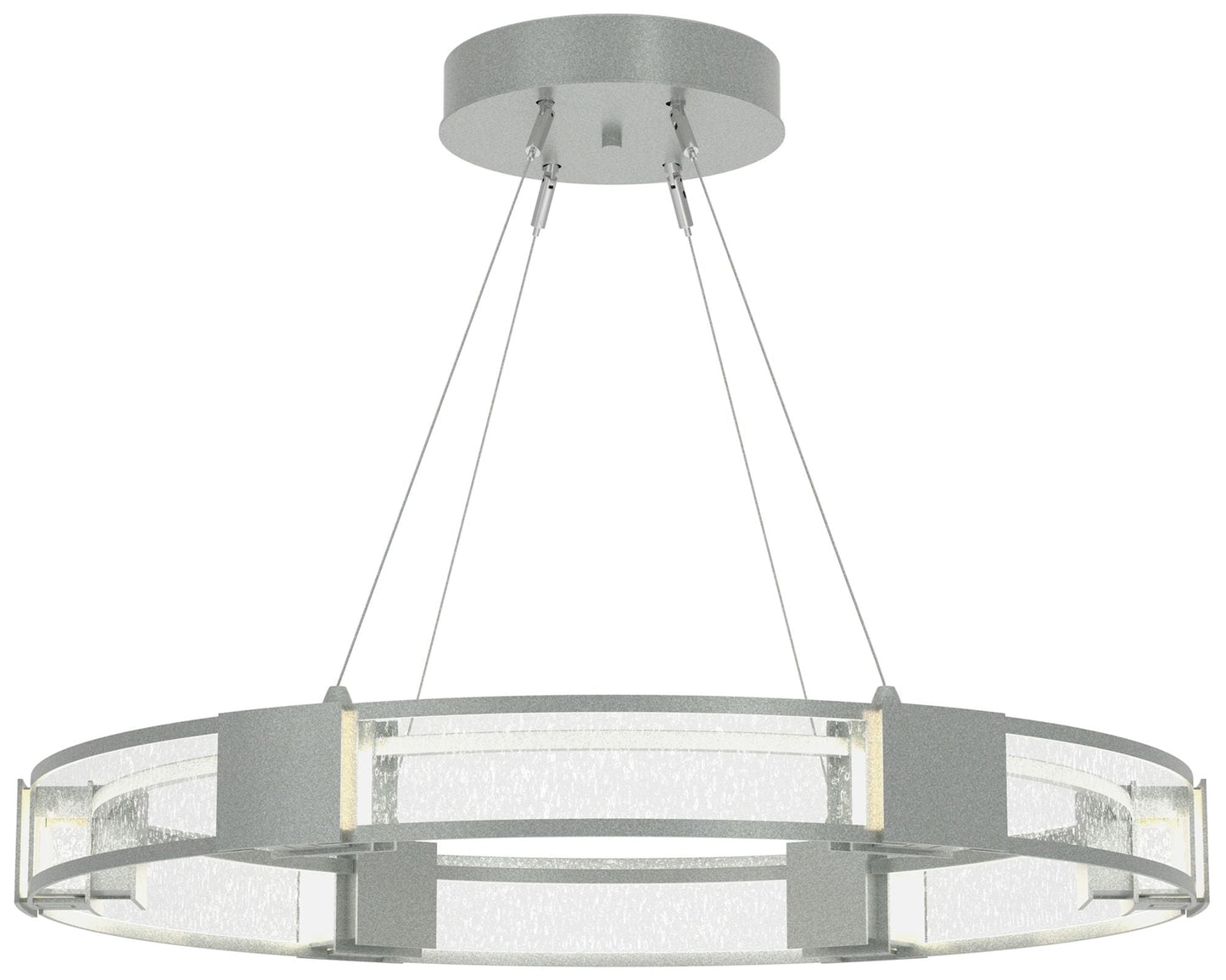 Aura Vintage Platinum Glass Pendant With Seeded Clear Glass