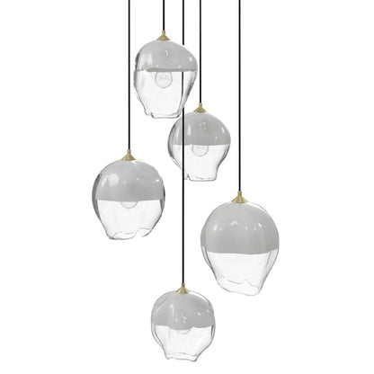 Avenue Lighting Sonoma Ave. 5 Light 28" Wide Multi Light Pendant with White/Clear Glass Shades