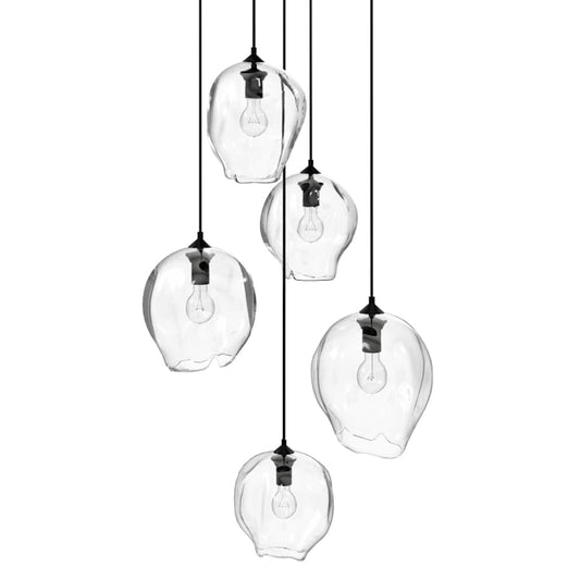 Avenue Lighting Sonoma Ave. 5 Light 28" Wide Multi Light Pendant with Water Glass Shades