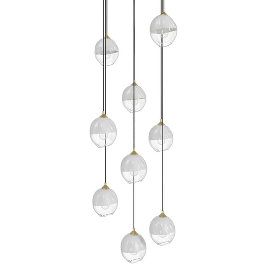 Avenue Lighting Sonoma Ave. 9 Light 37" Wide Multi Light Pendant with White/Clear Glass Shades