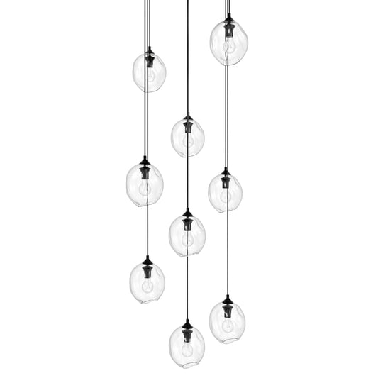 Avenue Lighting Sonoma Ave. 9 Light 37" Wide Multi Light Pendant with Water Glass Shades