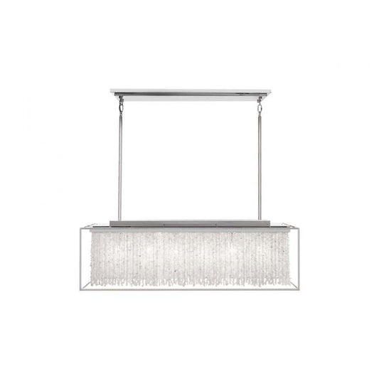 Avenue Lighting Soho 6 Light 48" Wide Linear Chandelier with Draped Moonstone Shade