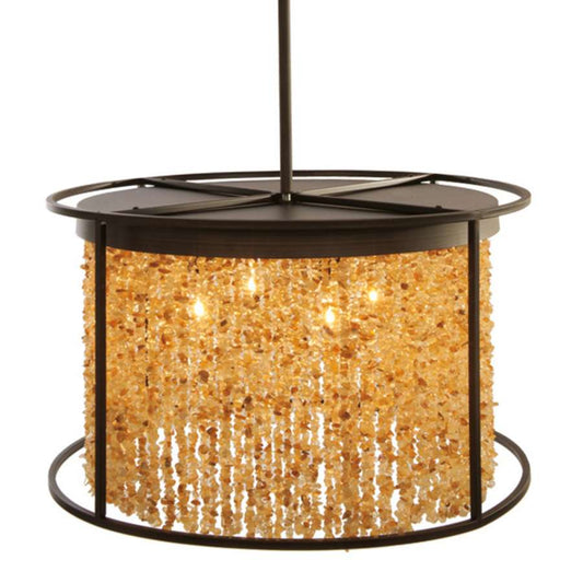 Avenue Lighting Soho 4 Light 24" Wide Drum Chandelier with Draped Moonstone Shade