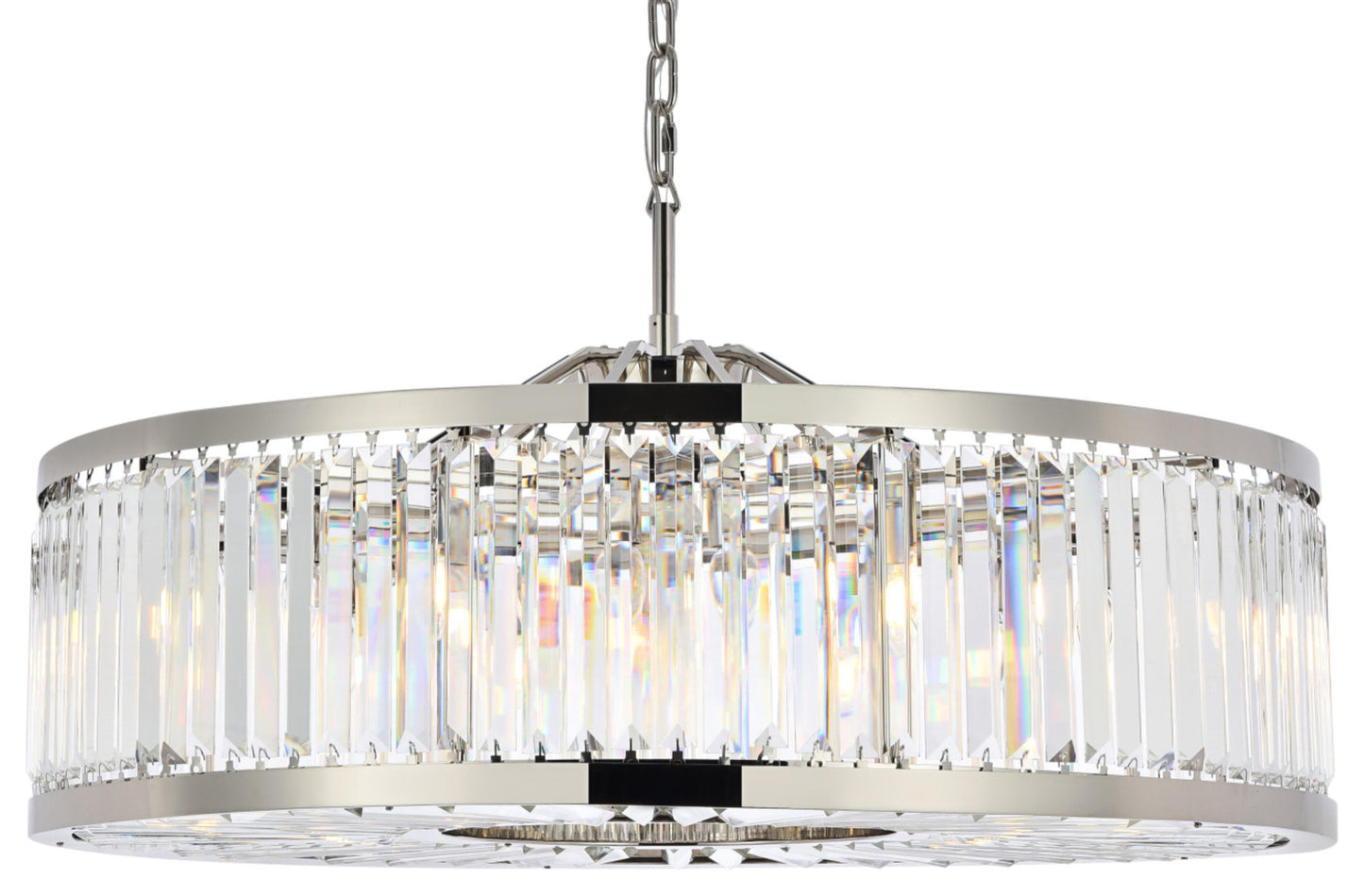 Elegant Lighting 1233G43/RC Chelsea 10 Light 44"W Crystal Drum - PolishedBy Elegant Furniture & Lighting