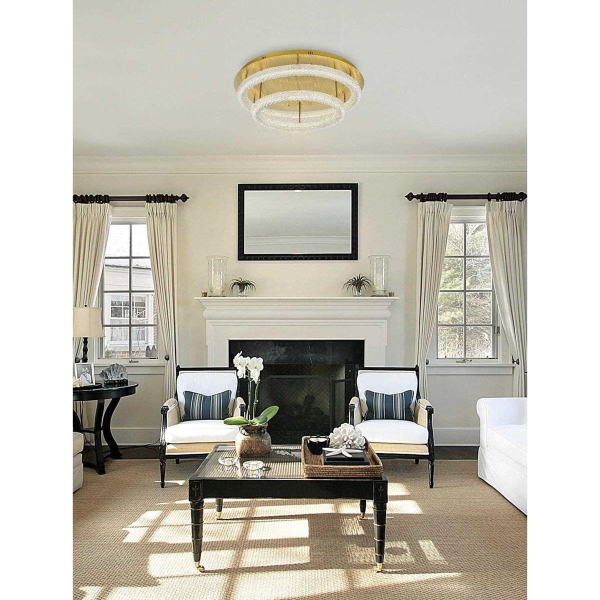 Bowen 2 Light Flush Mount, Satin GoldBy Elegant Furniture & Lighting