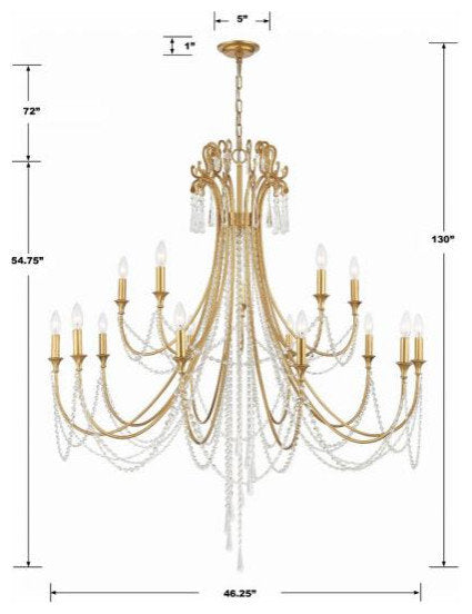 Crystorama arc-1919-ga-cl-mwp-xb-5524-WB Arcadia  15-Light 2-Tier ChandelierBy Crystorama Lighting