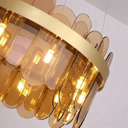 Schonbuhl | Modern Drum Chandelier for Living Room, Smoke Gray Glass, 31.5''By Miron Demid LLC