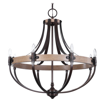 Large French Empire Style 8 Light Chandelier, Oak Wood Bronze Basket ShapeBy My Swanky Home