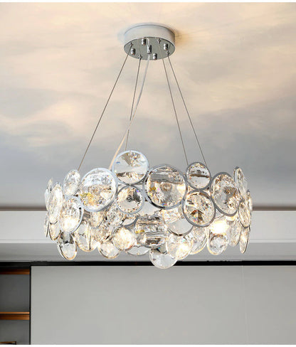 Vendone | Drum Chrome Chandelier With Crystal Rings, 30.7''By Miron Demid LLC