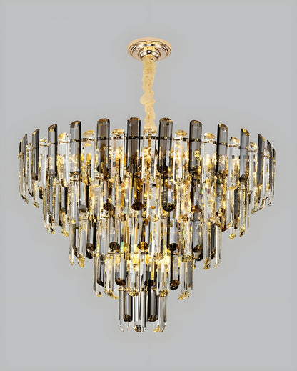 Amriswil | Contemporary Smoky Gray Chandelier for Living Room, Clear Crystal, 31.5''By Miron Demid LLC