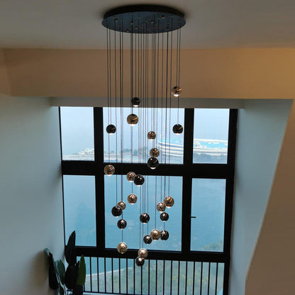 MIRODEMI? Laigueglia | Crystal LED Chandelier with Hanging Balls, Black + Gold, 24 Lights, Cool Light, Non-DimmableBy Miron Demid LLC