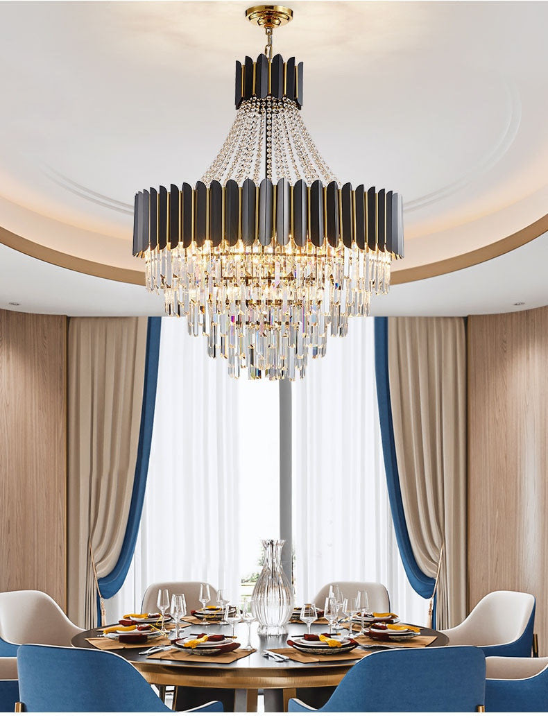 Portofino | Modern Round Gun Black Crystal Chandelier, 23.6'', Non-Dimmable, Warm LightBy Miron Demid LLC