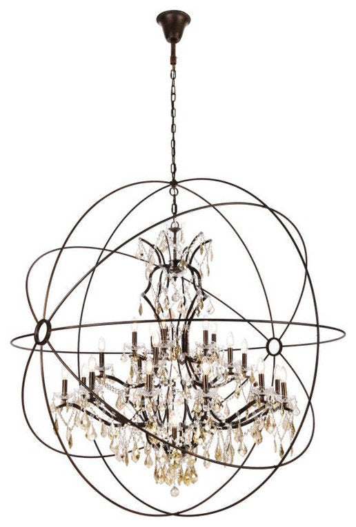 Elegant Lighting 1130G60/RC Geneva 25 Light 60"W Crystal - Dark BronzeBy Elegant Furniture & Lighting