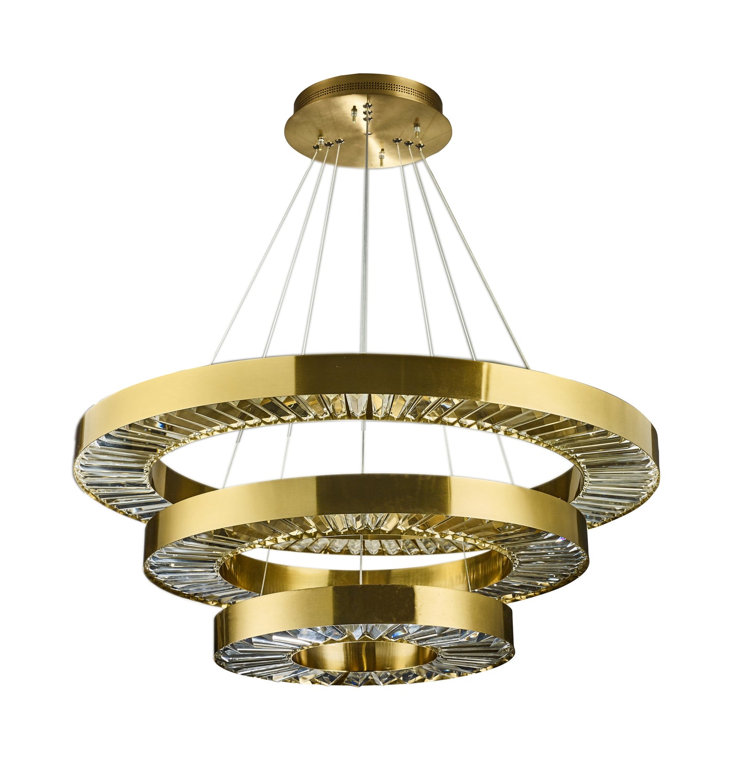 3 Tier Round Gold Chandelier With Imbedded CrystalsBy Design Living