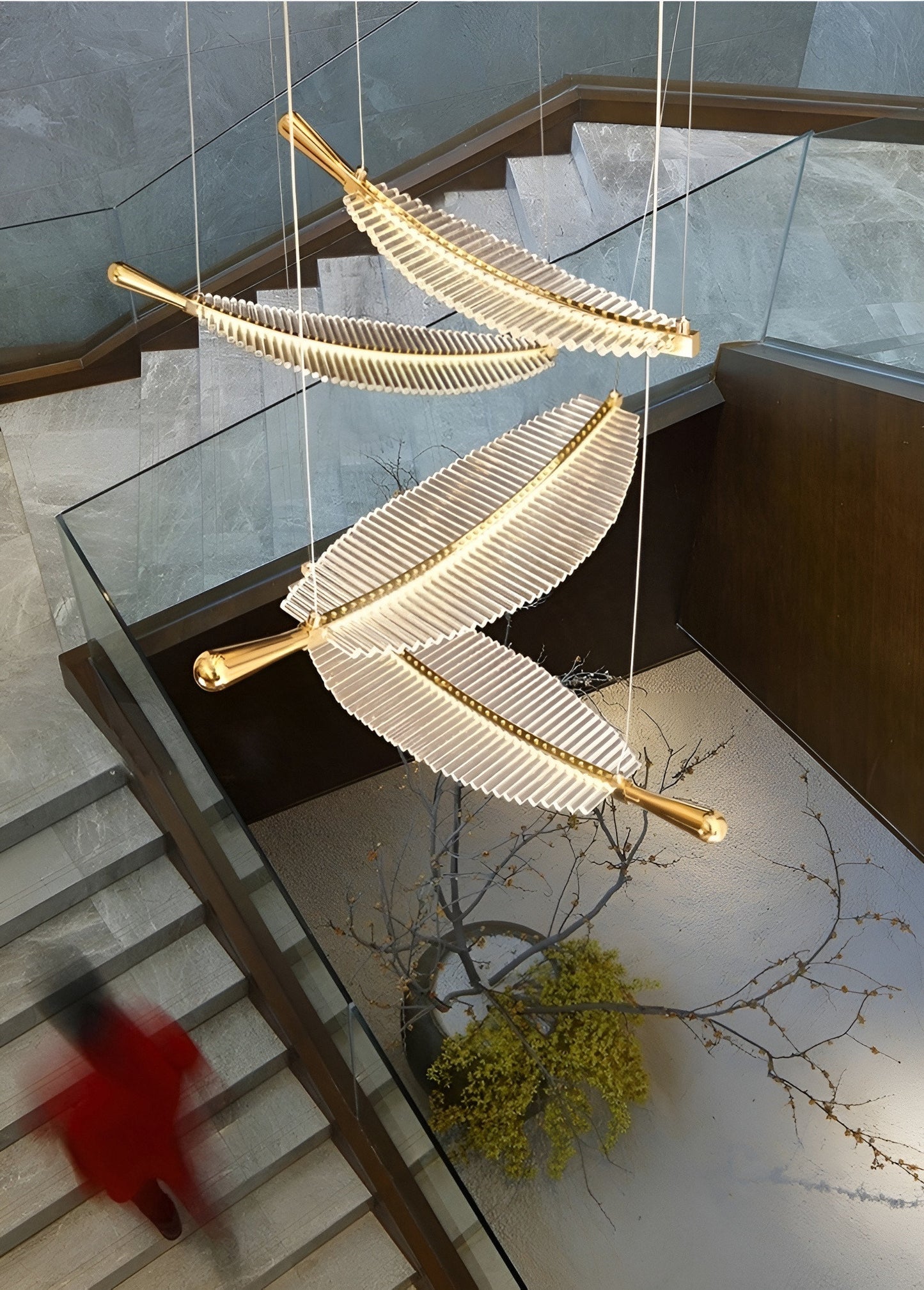Cagnes-sur-Mer | Crystal Gold Leaves Pendant Chandelier, 6 LeavesBy Miron Demid LLC