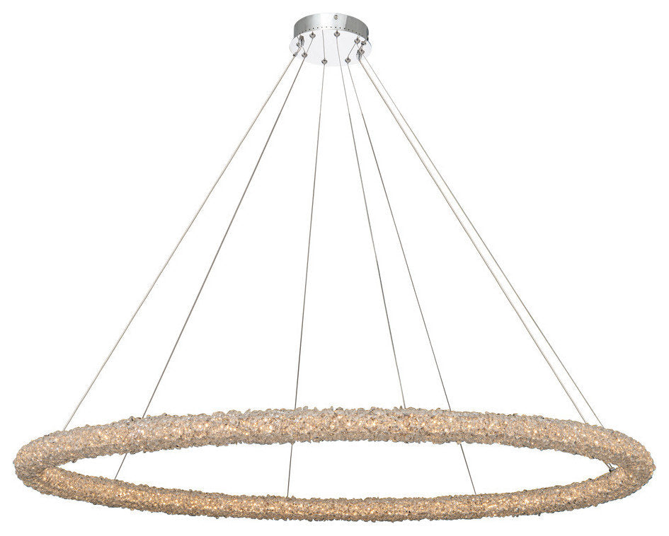 Lina 60x2" 1-Light Contemporary Large Pendants, Polished ChromeBy Allegri Crystal by Kalco Lighting