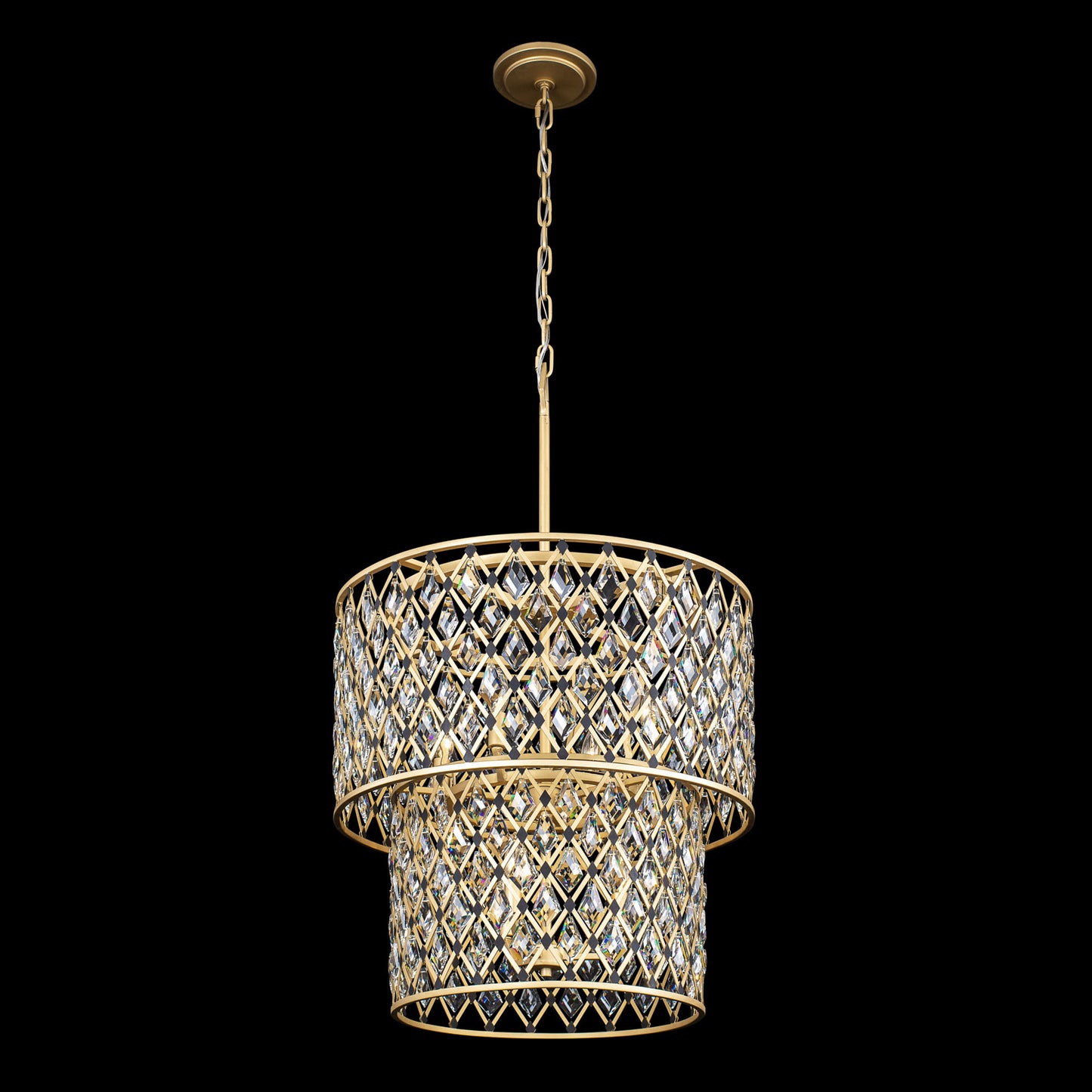 Windsor 7-Lt 2-Tier Crystal Chandelier - French Gold/Matte BlackBy Varaluz