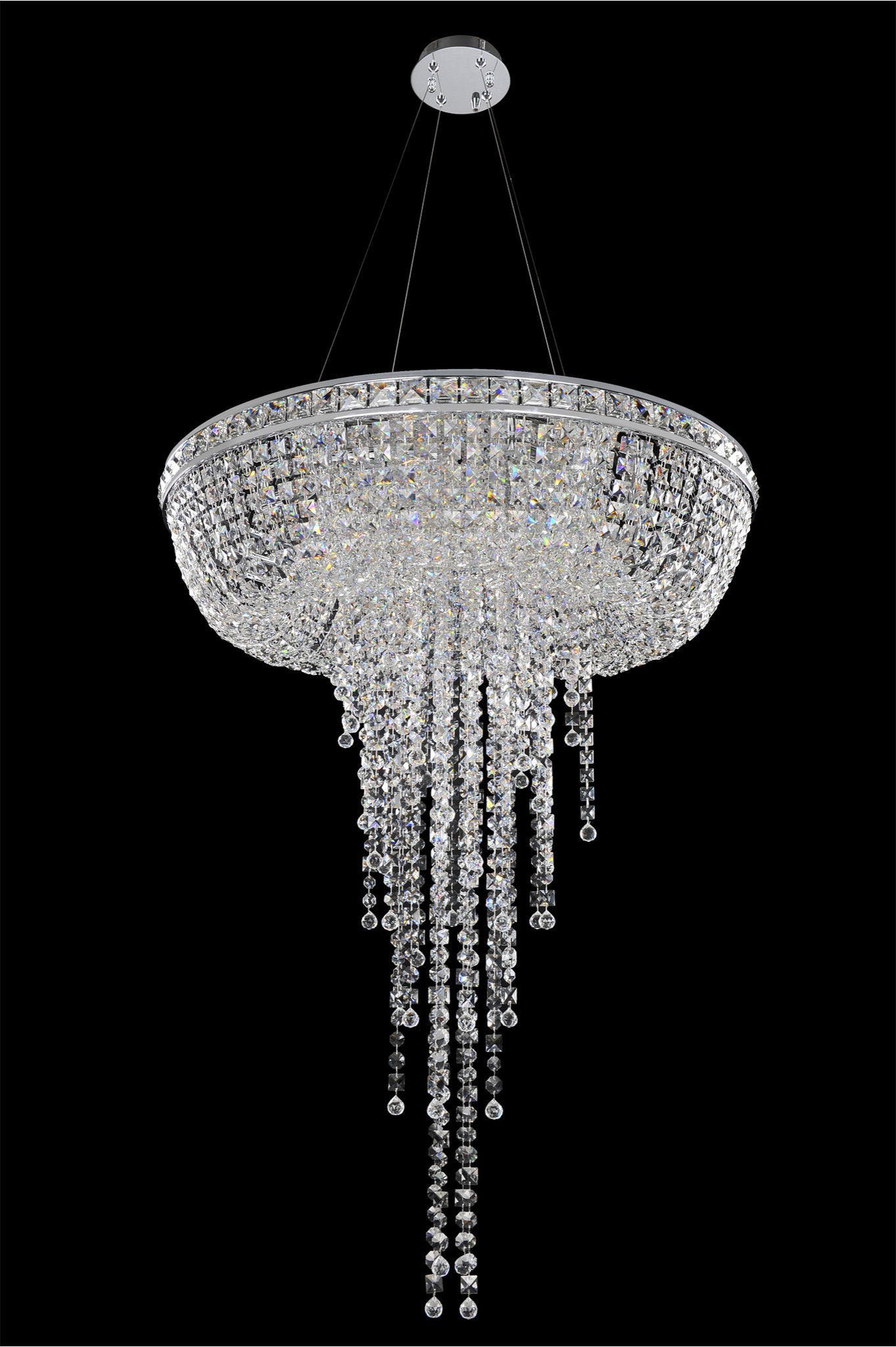 Cascata Convertible Pendant, Flush Mount, Chrome, 32"By KALCO LIGHTING