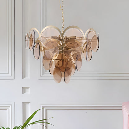 Huy | Amber/Smoke Gray Glass Chandelier for Hotel, Amber, 31.5"By Miron Demid LLC