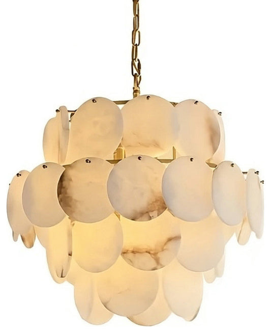 32" Moonshade Natural Marble Modern Chandelier, 60cm/24"By MORSALE