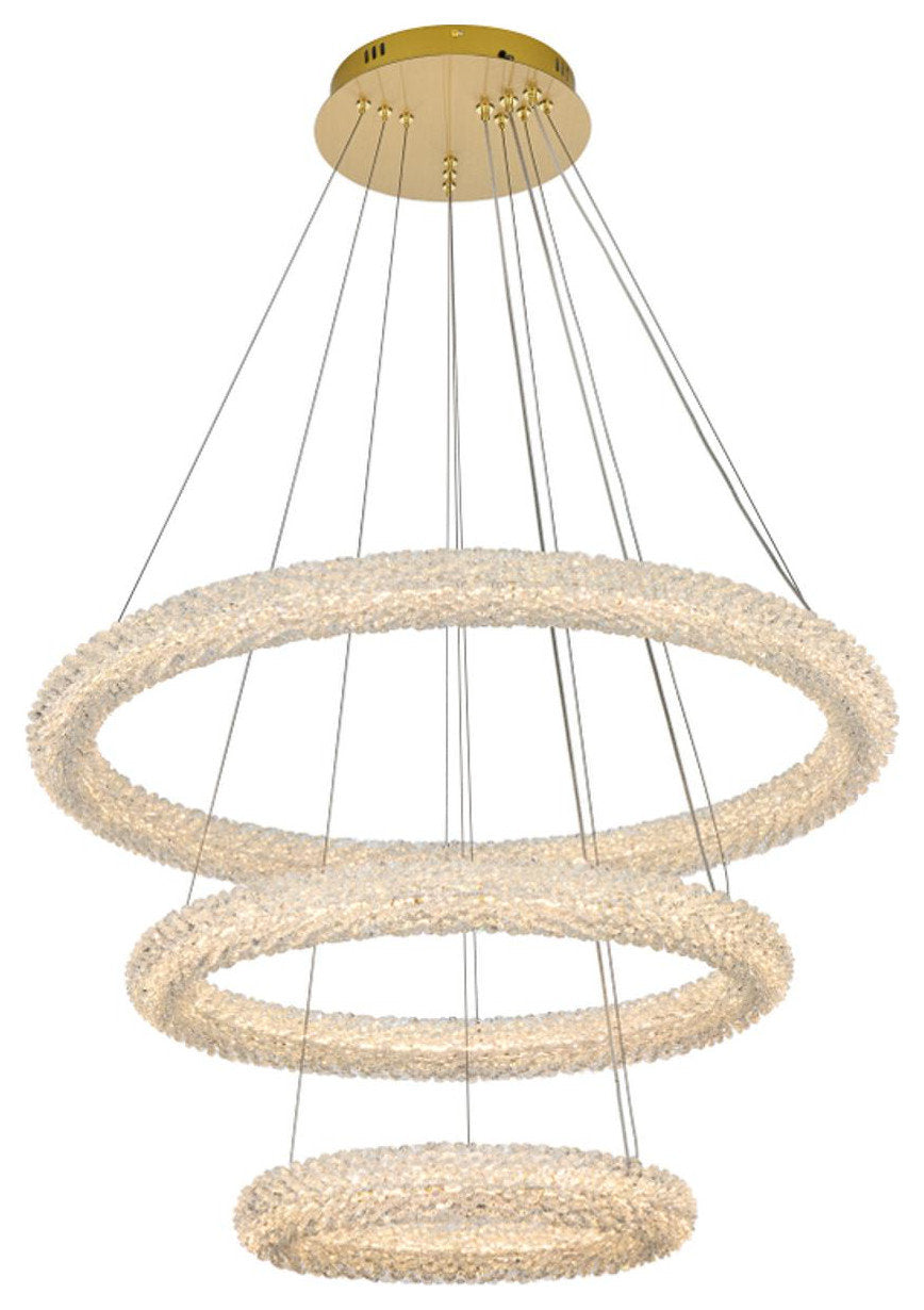 Bowen 3 Light Chandelier, Satin GoldBy Elegant Furniture & Lighting
