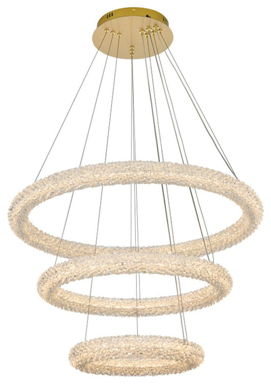 Bowen 3 Light Chandelier, Satin GoldBy Elegant Furniture & Lighting