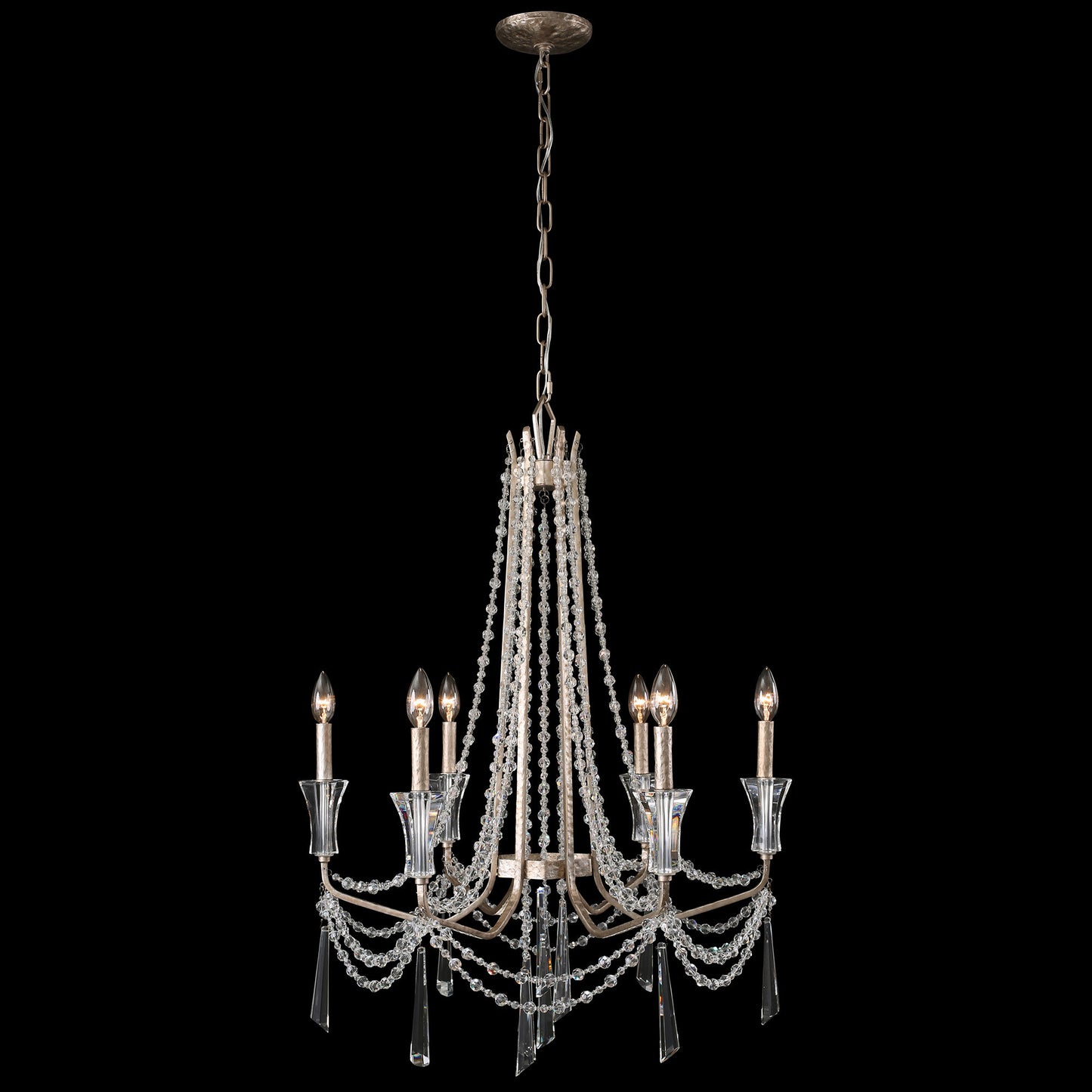 Barcelona 6-Lt Crystal Chandelier - Transcend SilverBy Varaluz
