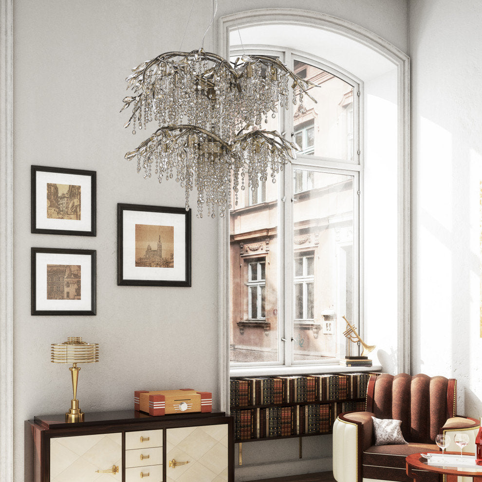 Autumn Twilight 18-Light, Two Tier Chandelier, Mystic Gold, Mystic GoldBy Golden Lighting