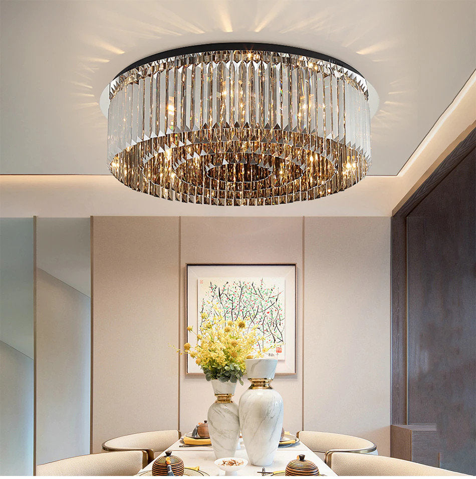 Adrano | Smoky Gray Crystal Chandelier, 23.6''By Miron Demid LLC