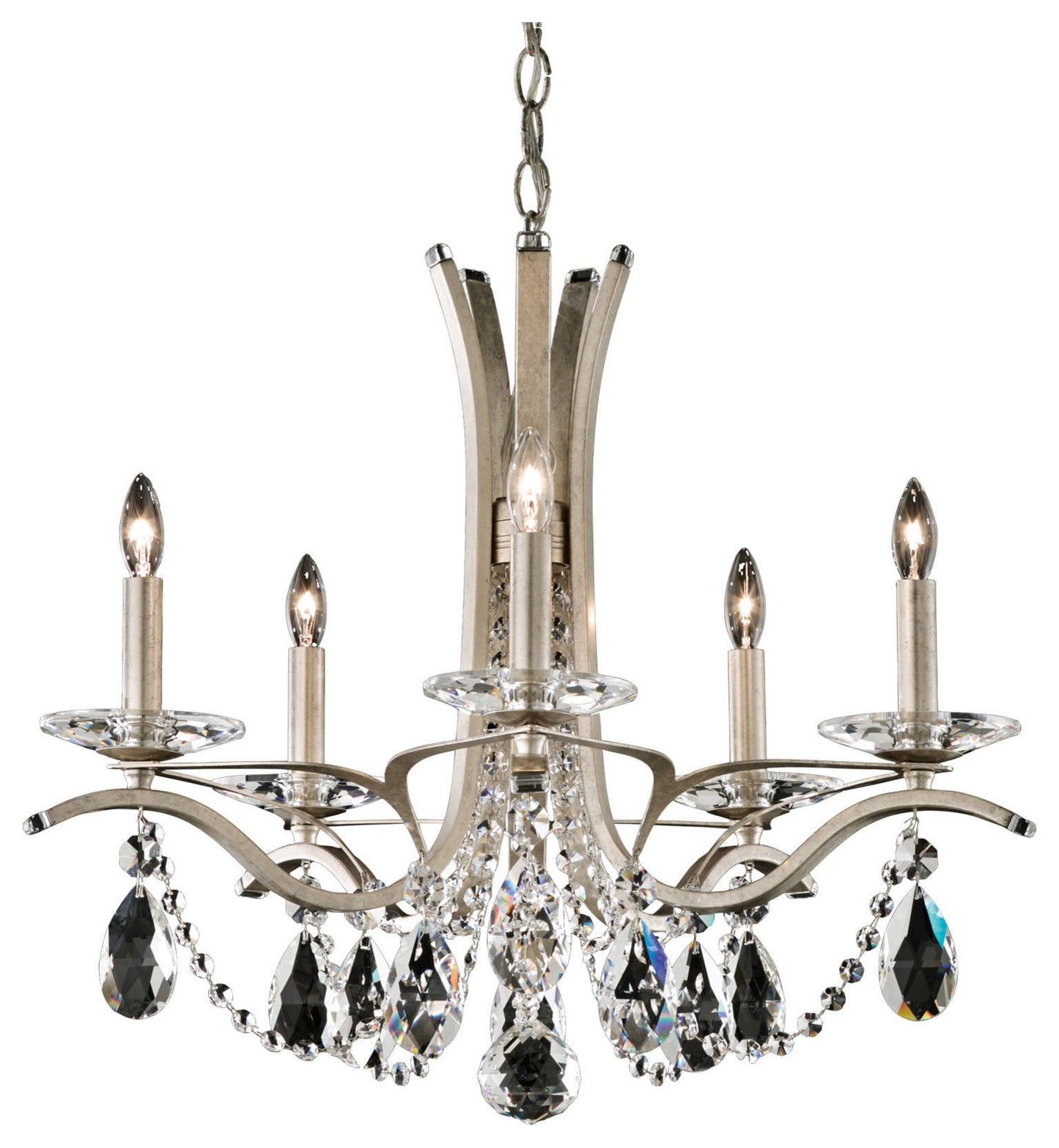 Vesca 5-Light Chandelier in Antique Silver With Clear Heritage CrystalBy Schonbek