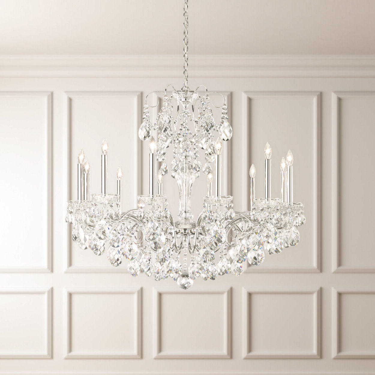 Schonbek St1849N-40H 12 Light Crystal Chandelier, Polished SilverBy Schonbek