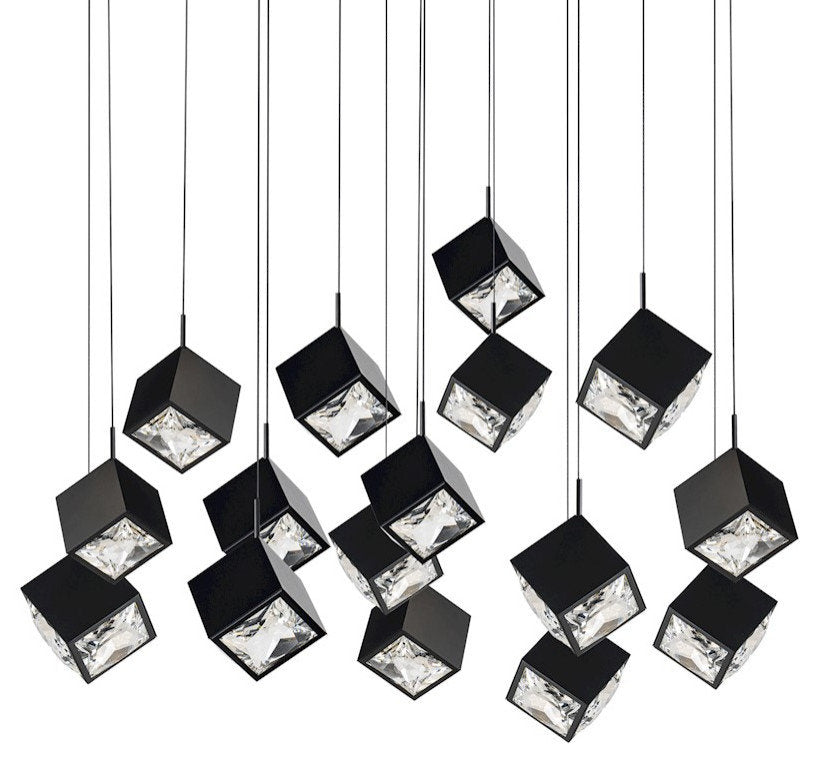 dweLED Ice Cube 14-Light Linear Multi LED Pendant 27-30-35-40K, BlackBy WAC Lighting