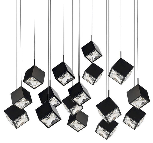 dweLED Ice Cube 14-Light Linear Multi LED Pendant 27-30-35-40K, BlackBy WAC Lighting