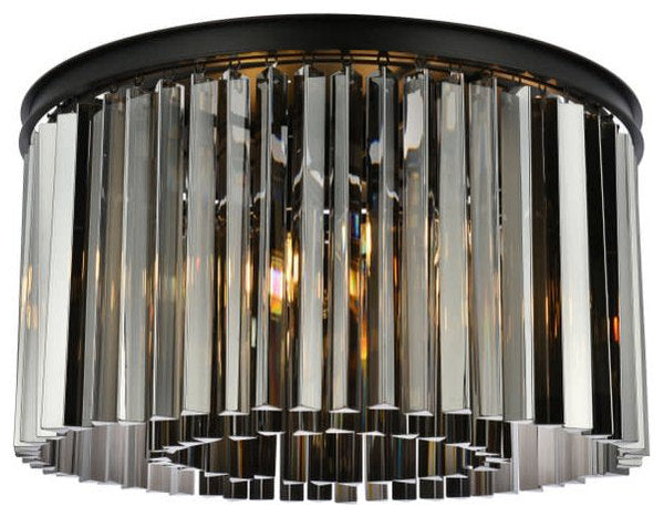 Elegant Lighting 1208F26-SS/RC Sydney 8 Light 26"W Flush Mount - Matte BlackBy Elegant Furniture & Lighting