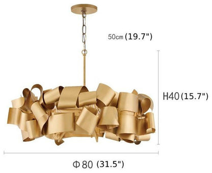Zelo Surrigone | Postmodern Creative Gray/Gold Iron Chandelier, Copper, 31.5"By Miron Demid LLC