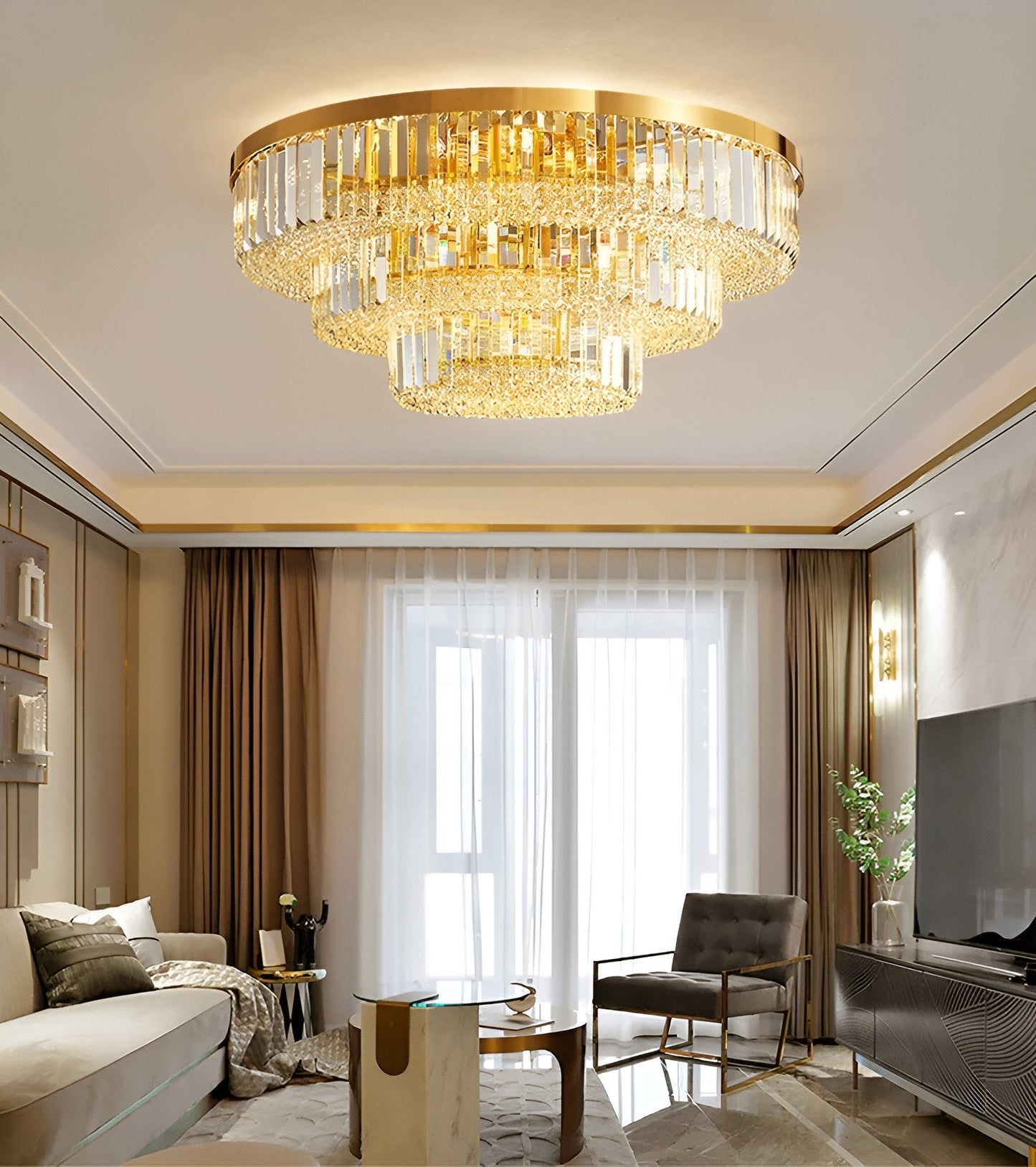Affi | Contemporary crystal ceiling chandelier, 31.5"By Miron Demid LLC