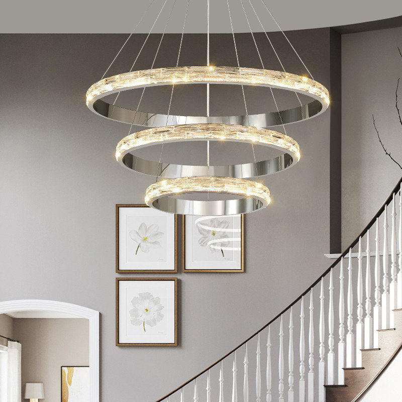 Stella | Postmodern Stainless Steel Pendant Light, Dia23.6+31.5+39.4", 3 RingsBy Miron Demid LLC