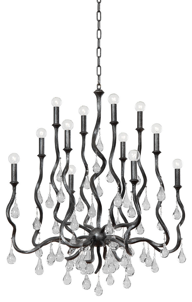 Aveline 12-Light Chandelier, Blackened Silver LeafBy Corbett Lighting