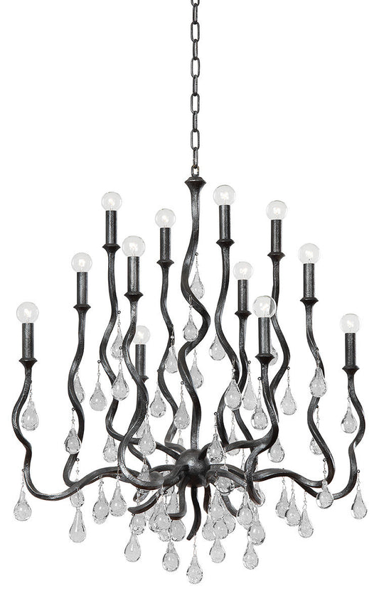 Aveline 12-Light Chandelier, Blackened Silver LeafBy Corbett Lighting