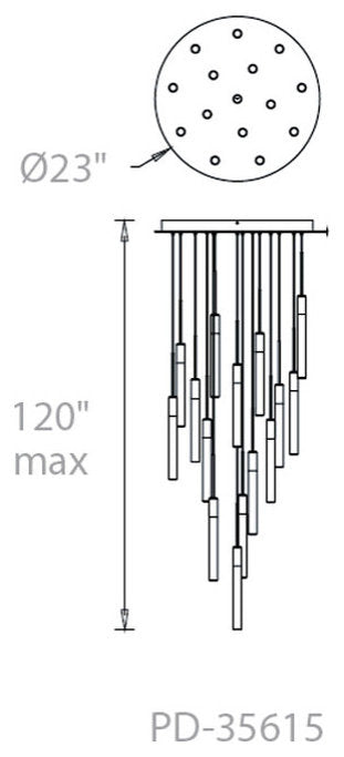Modern Forms PD-35615 Magic 15 Light 23"W LED Multi Light Pendant - BlackBy Modern Forms