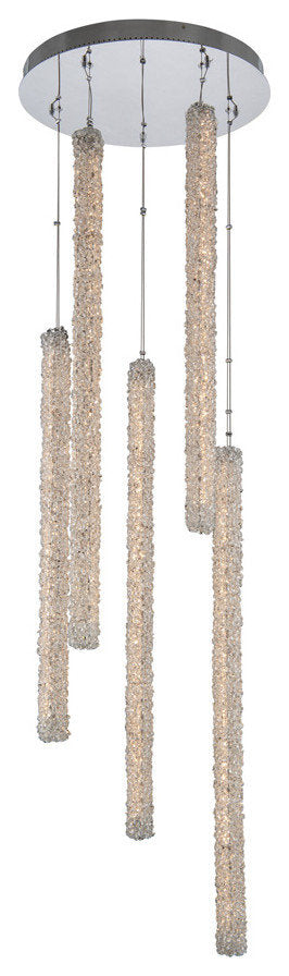Lina 24x46" 5-Light Contemporary Pendant, Polished ChromeBy Allegri Crystal by Kalco Lighting