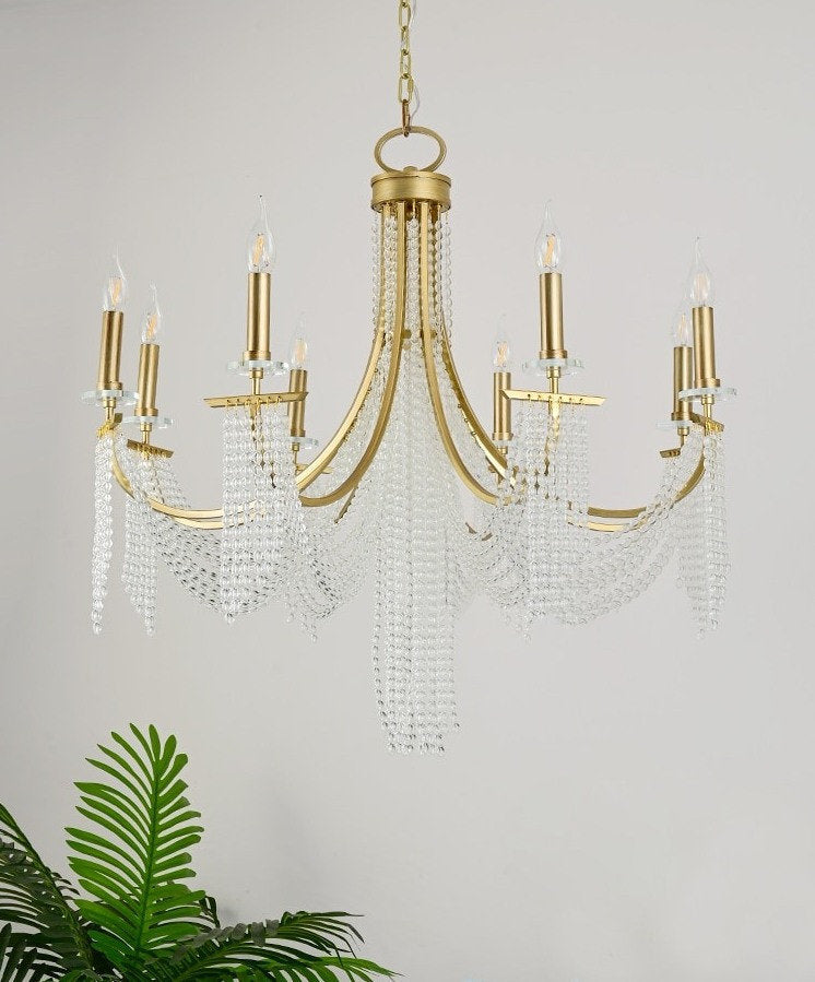 Creative Contemporary LED Crystal Chandelier With Beads, 8 LightsBy Miron Demid LLC