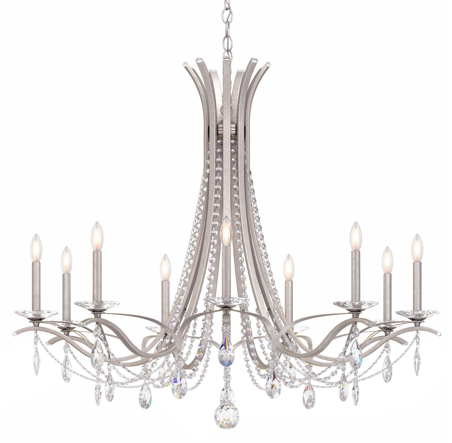 Schonbek Va8339N-48S 9 Light Crystal Chandelier, Antique SilverBy Schonbek