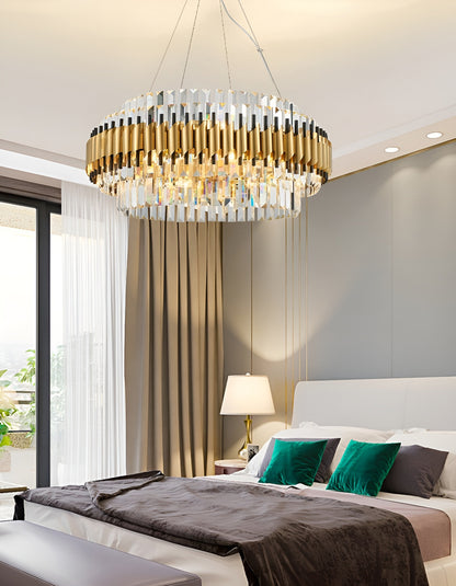 Innichen | Luxury Crystal LED Chandelier of Stainless Steel for Living Room, Dia31.4xh13.7", Cool LightBy Miron Demid LLC