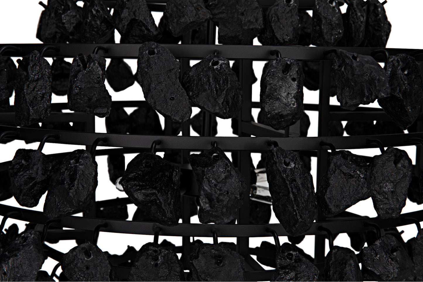 Vulcan Chandelier, Black Steel With Black GlassBy Noir