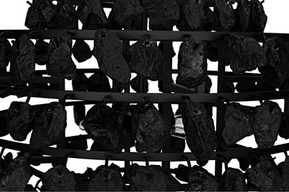 Vulcan Chandelier, Black Steel With Black GlassBy Noir
