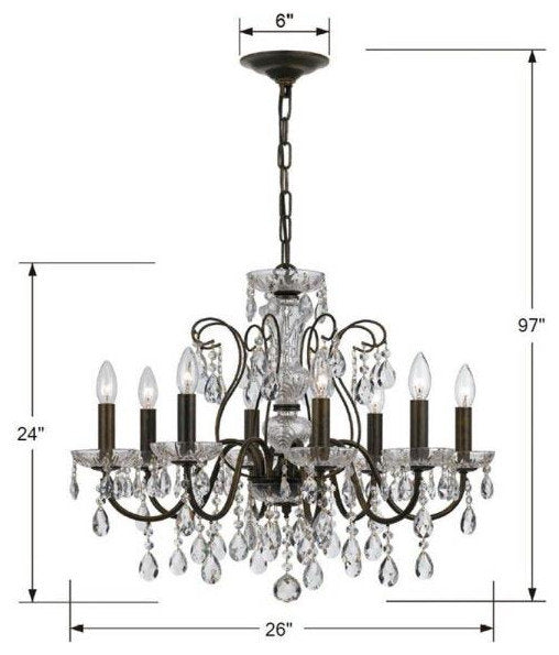 Butler 8-Light Chandelier in Minimalist Style, 25.5"Wx22"HBy Crystorama Lighting